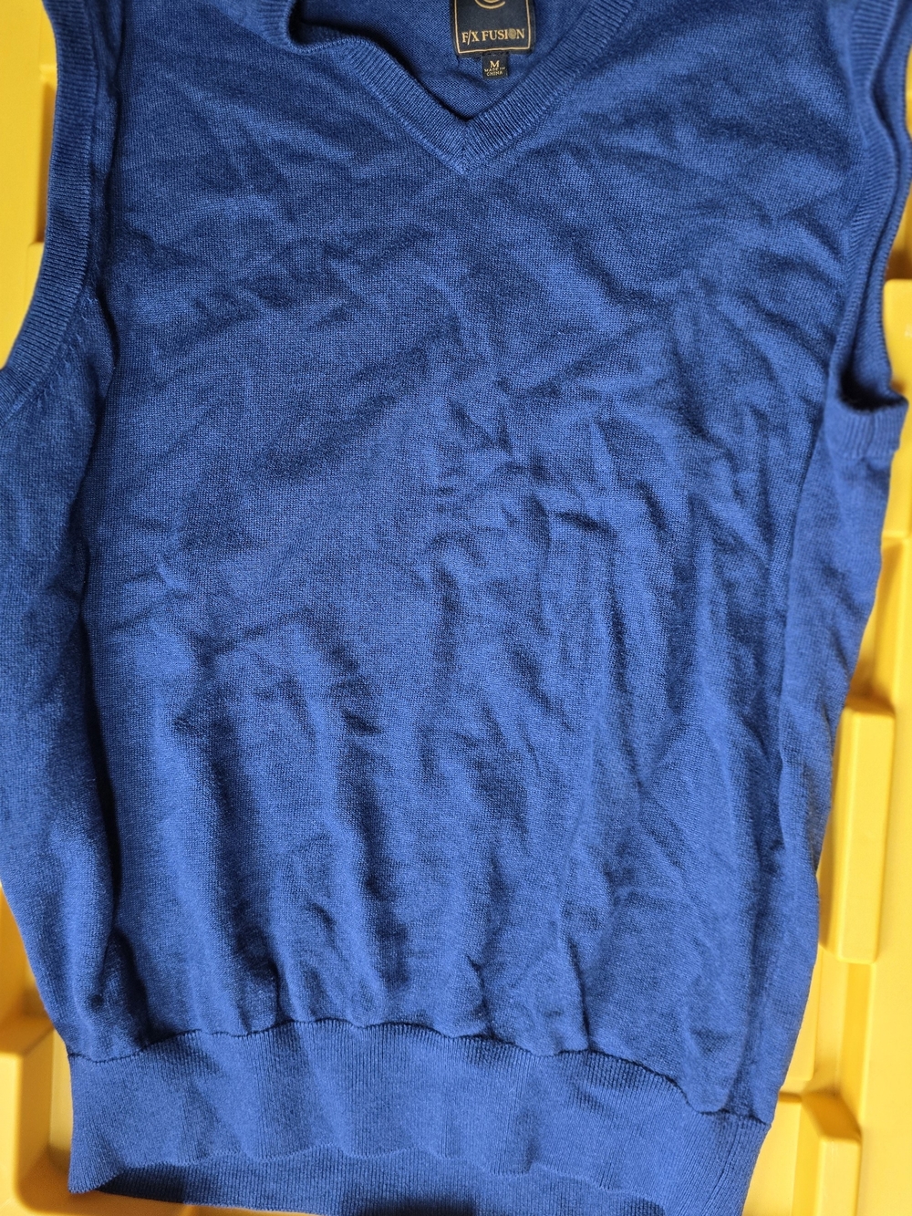 F/X Fusion Men's V-Neck Knit Sweater Vest - Blue Size M